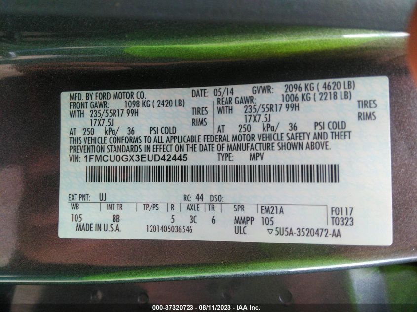 2014 FORD ESCAPE SE - 1FMCU0GX3EUD42445