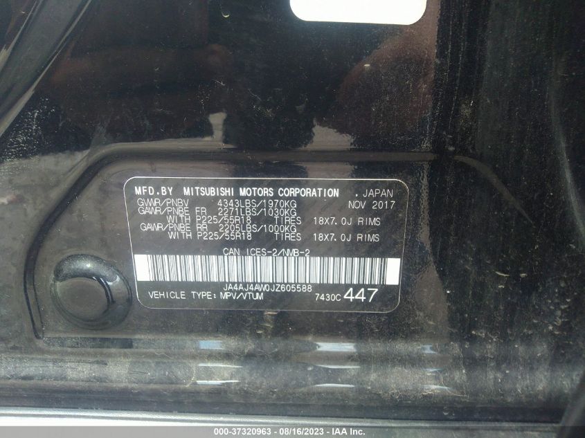 2018 MITSUBISHI RVR SE LTD/GT JA4AJ4AW0JZ605588