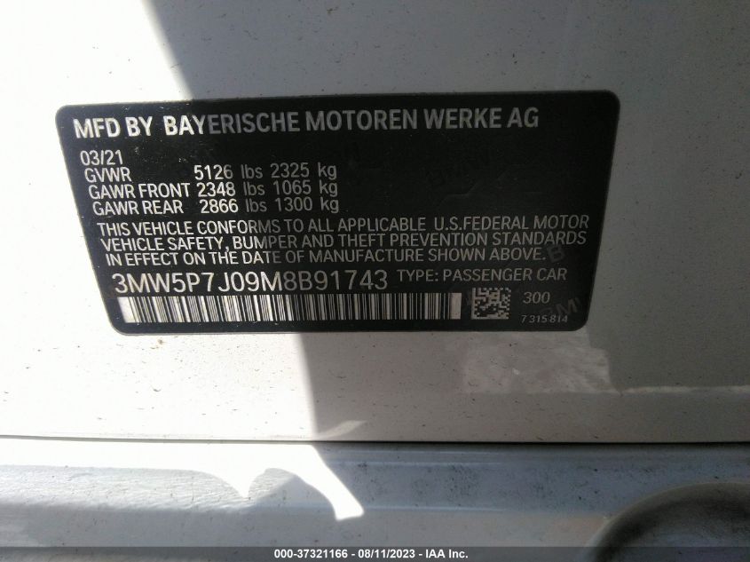 3MW5P7J09M8B91743 BMW 3 Series  9