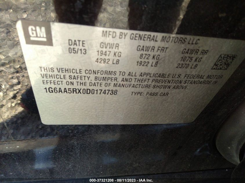 2013 CADILLAC ATS - 1G6AA5RX0D0174738