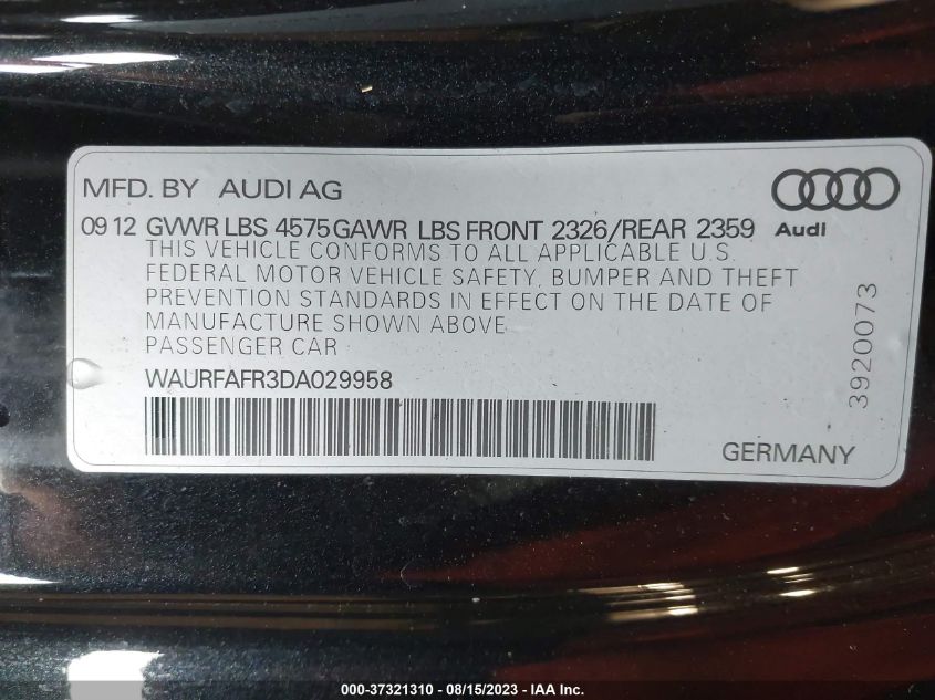 2013 AUDI A5 PREMIUM PLUS - WAURFAFR3DA029958