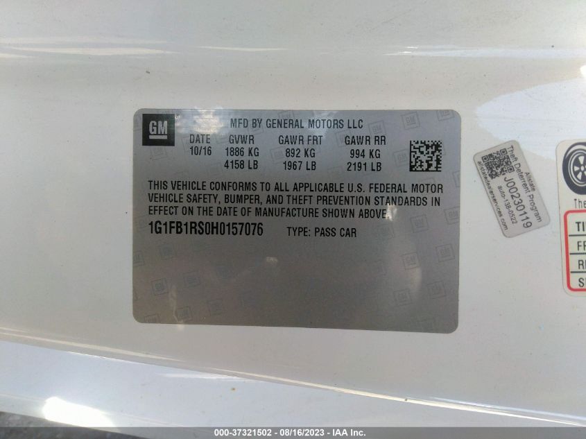 2017 CHEVROLET CAMARO 1LT - 1G1FB1RS0H0157076