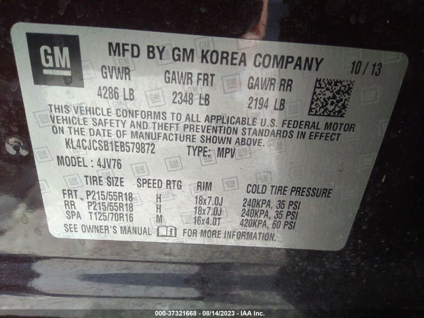 2014 BUICK ENCORE LEATHER - KL4CJCSB1EB579872