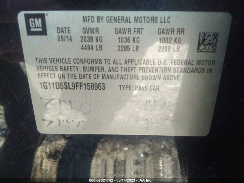 2015 CHEVROLET MALIBU 2LT - 1G11D5SL9FF158963