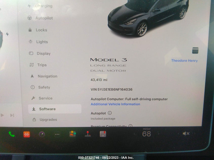 VIN 5YJ3E1EB6NF164036 2022 TESLA MODEL 3 LONG RANGE