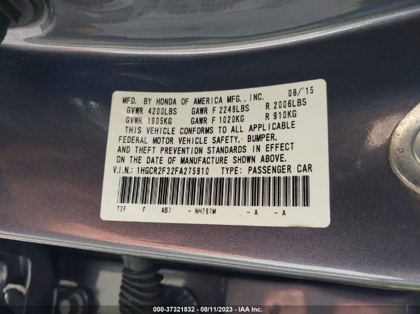 2015 HONDA ACCORD SEDAN LX - 1HGCR2F32FA275910
