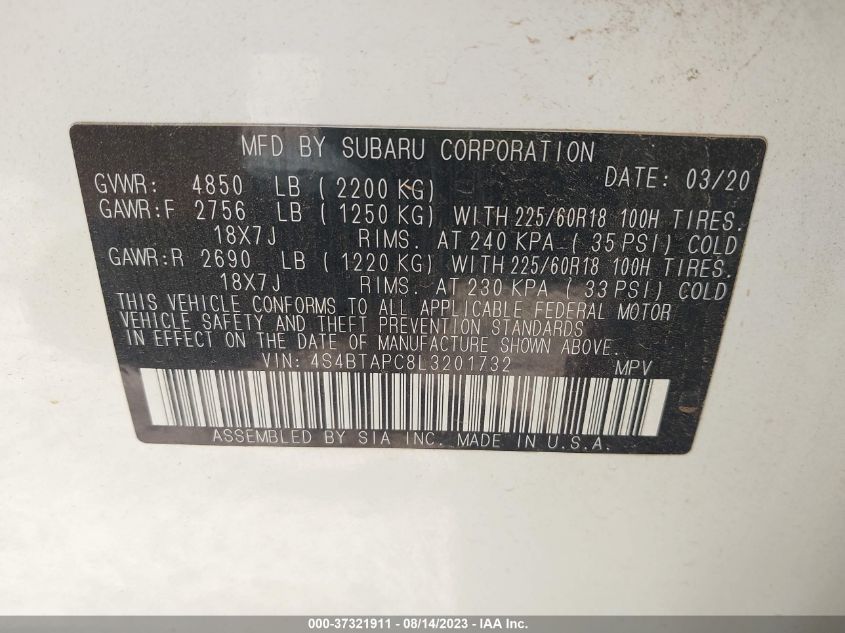 2020 SUBARU OUTBACK TOURING - 4S4BTAPC8L3201732