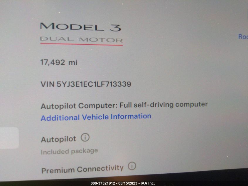 2020 TESLA MODEL 3 PERFORMANCE - 5YJ3E1EC1LF713339