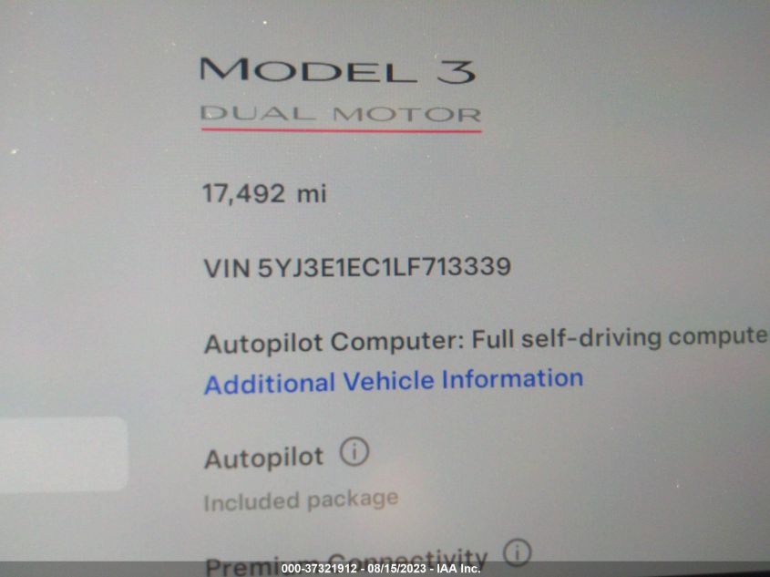 2020 TESLA MODEL 3 PERFORMANCE - 5YJ3E1EC1LF713339