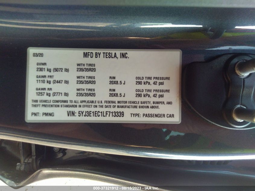 2020 TESLA MODEL 3 PERFORMANCE - 5YJ3E1EC1LF713339
