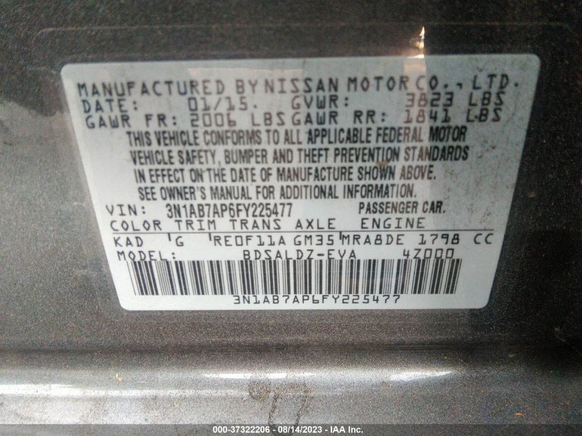 2015 NISSAN SENTRA SV - 3N1AB7AP6FY225477