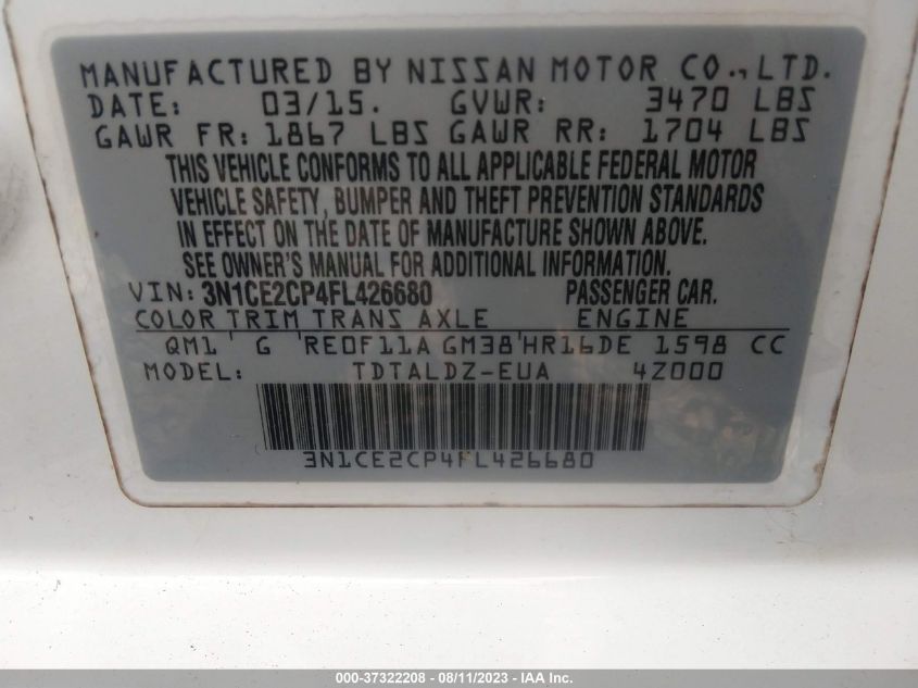 2015 NISSAN VERSA NOTE SV - 3N1CE2CP4FL426680
