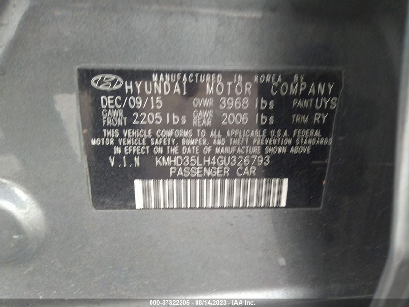 2016 HYUNDAI ELANTRA GT - KMHD35LH4GU326793
