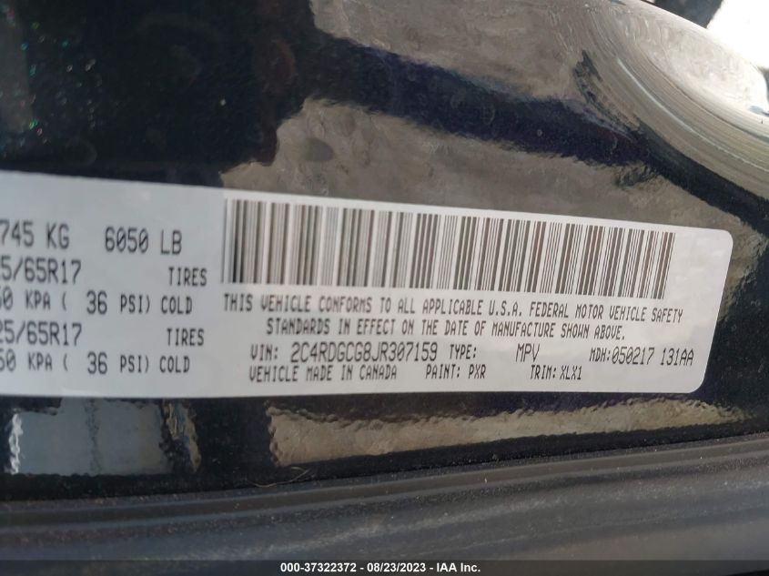 2018 DODGE GRAND CARAVAN SXT - 2C4RDGCG8JR307159
