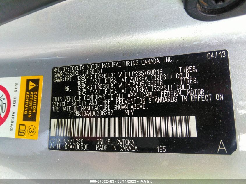 2013 LEXUS RX 350 - 2T2BK1BA4DC206282
