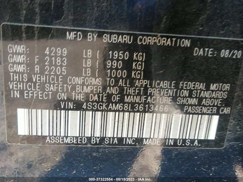 2020 SUBARU IMPREZA SPORT - 4S3GKAM68L3613466