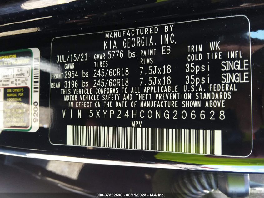 2022 KIA TELLURIDE LX - 5XYP24HC0NG206628