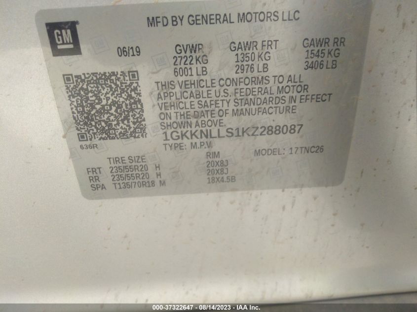 1GKKNLLS1KZ288087 GMC Acadia SLE 9