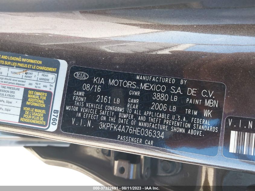 2017 KIA FORTE LX - 3KPFK4A76HE036334