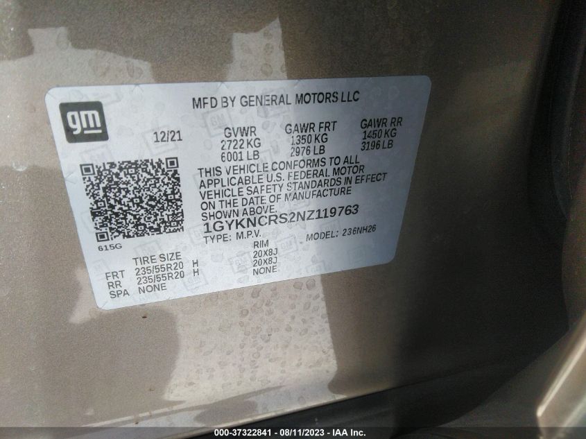 2022 CADILLAC XT5 FWD PREMIUM LUXURY - 1GYKNCRS2NZ119763