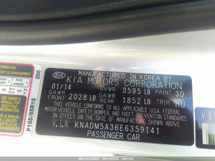 2014 KIA RIO LX - KNADM5A36E6359141
