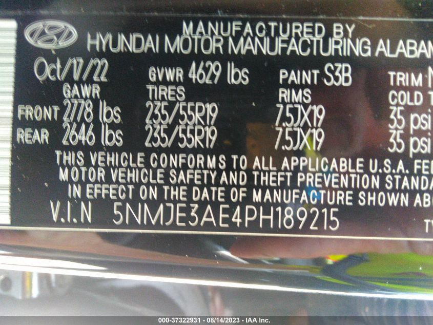 2023 HYUNDAI TUCSON LIMITED - 5NMJE3AE4PH189215