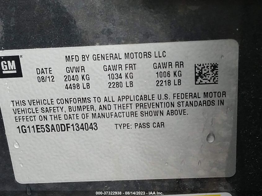 2013 CHEVROLET MALIBU LT - 1G11E5SA0DF134043