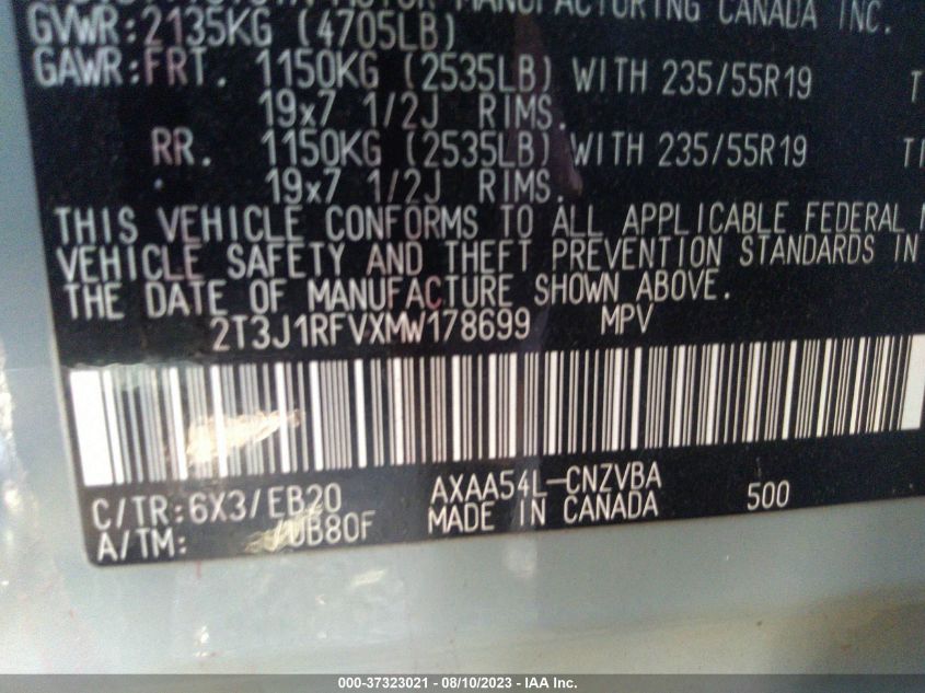 2021 TOYOTA RAV4 ADVENTURE/TRD OFF ROAD - 2T3J1RFVXMW178699