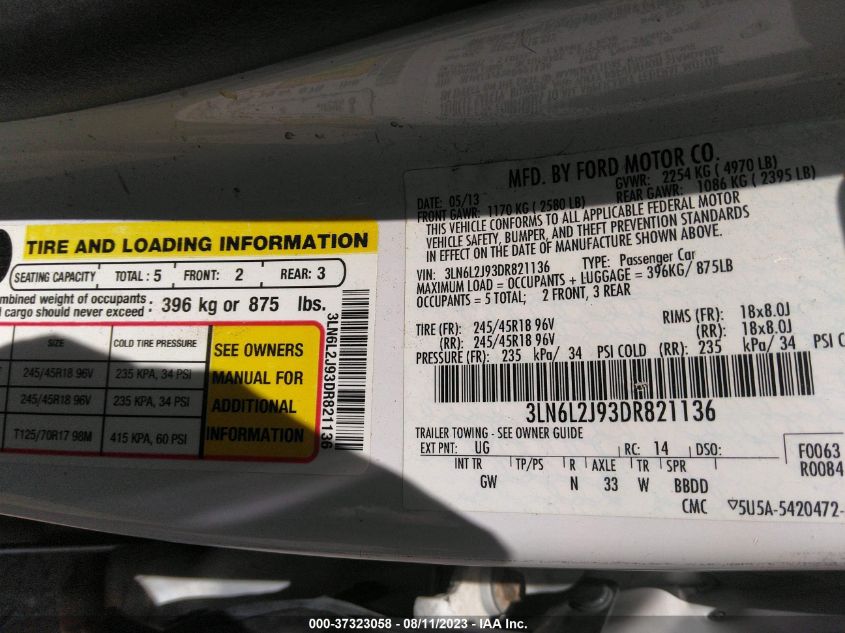 2013 LINCOLN MKZ - 3LN6L2J93DR821136