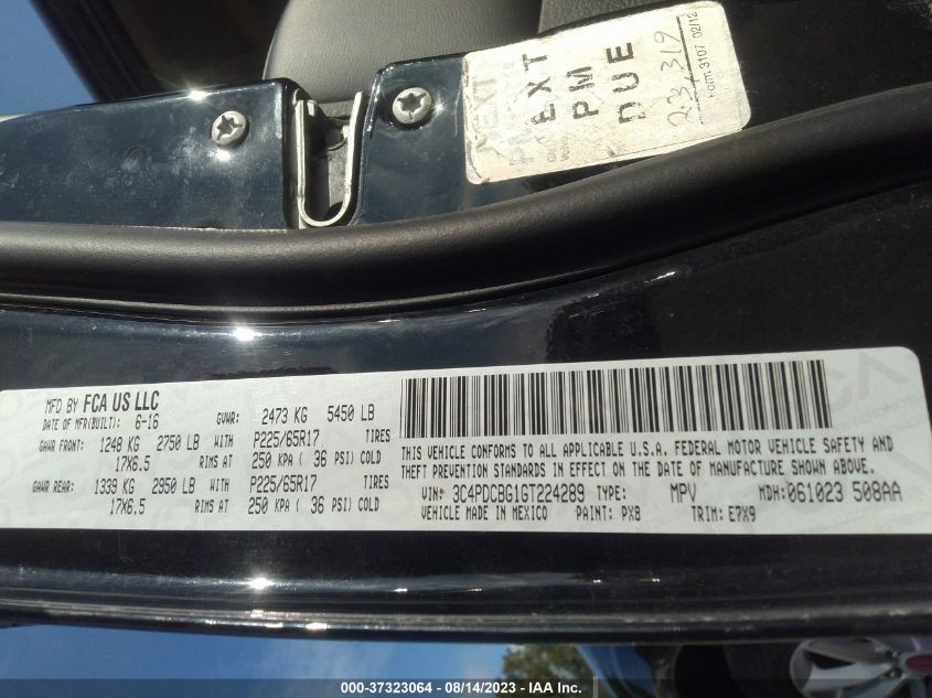 2016 DODGE JOURNEY SXT - 3C4PDCBG1GT224289