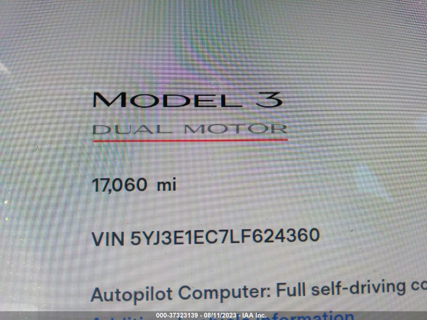 2020 TESLA MODEL 3 - 5YJ3E1EC7LF624360