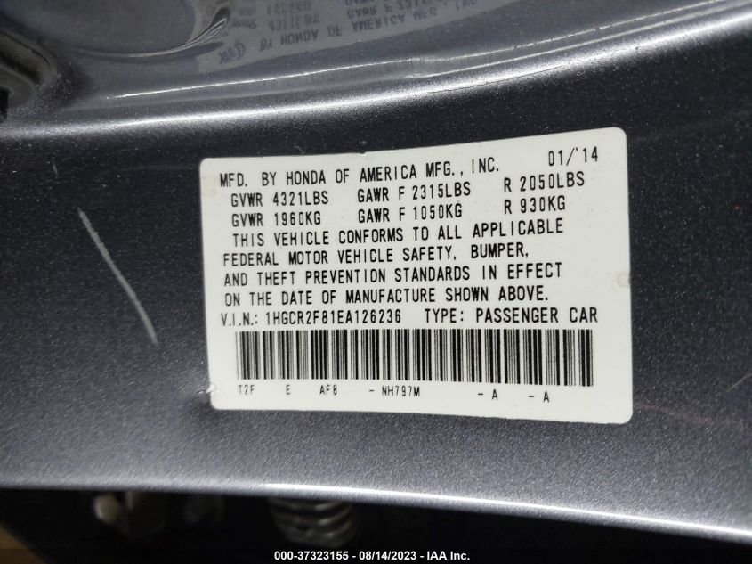 2014 HONDA ACCORD SEDAN EX-L - 1HGCR2F81EA126236