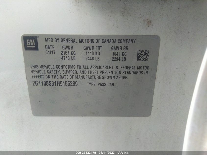 2017 CHEVROLET IMPALA LT - 2G1105S31H9156289