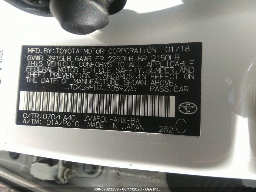 2018 TOYOTA PRIUS TWO/TWO ECO/THREE - JTDKBRFU7J3059225