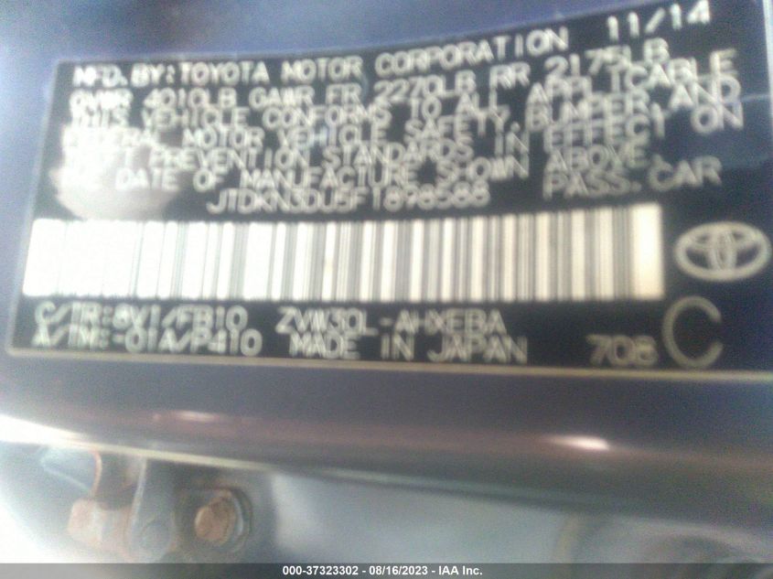2015 TOYOTA PRIUS FOUR - JTDKN3DU5F1898588