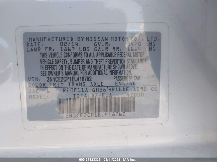 2014 NISSAN VERSA NOTE S/S PLUS/SV/SL - 3N1CE2CP1EL418762