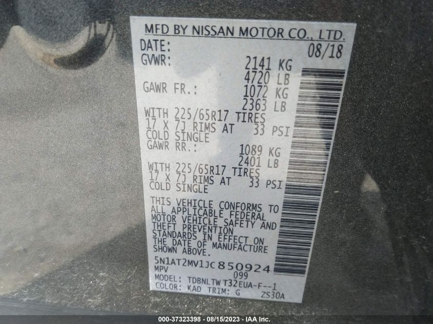 2018 NISSAN ROGUE SV - 5N1AT2MV1JC850924