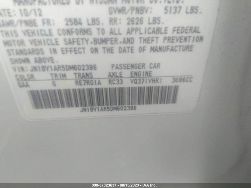 2013 INFINITI M37 JN1BY1AR5DM602396