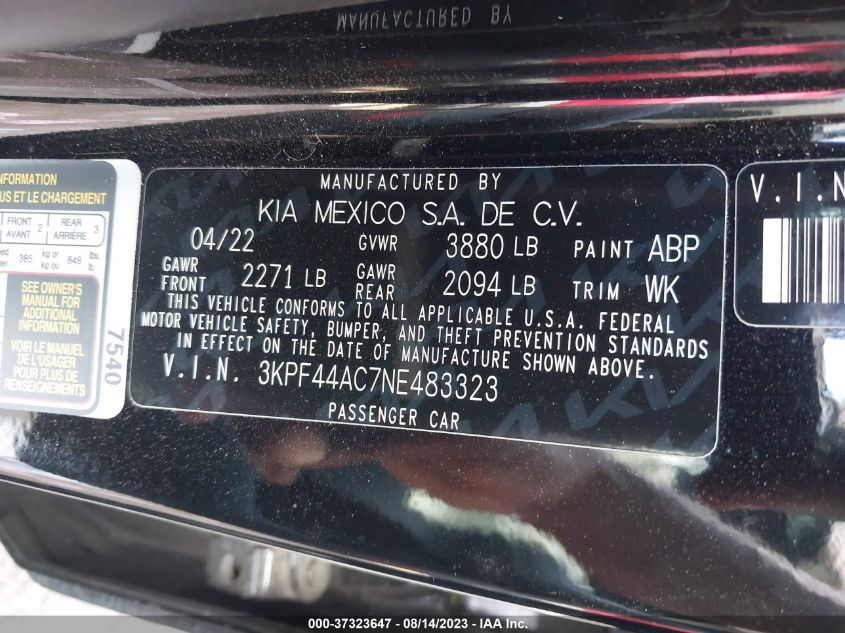 2022 KIA FORTE GT - 3KPF44AC7NE483323