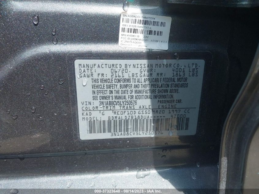 2020 NISSAN SENTRA SV - 3N1AB8CV5LY250576