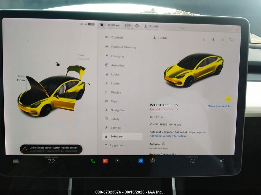 VIN 5YJ3E1EB1KF476969 2019 TESLA MODEL 3