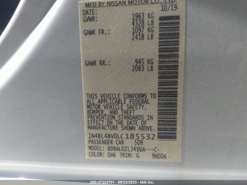 2020 NISSAN ALTIMA 2.5 S - 1N4BL4BV0LC185532