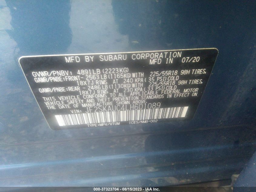 2020 SUBARU FORESTER LIMITED - JF2SKAUC4LH601089