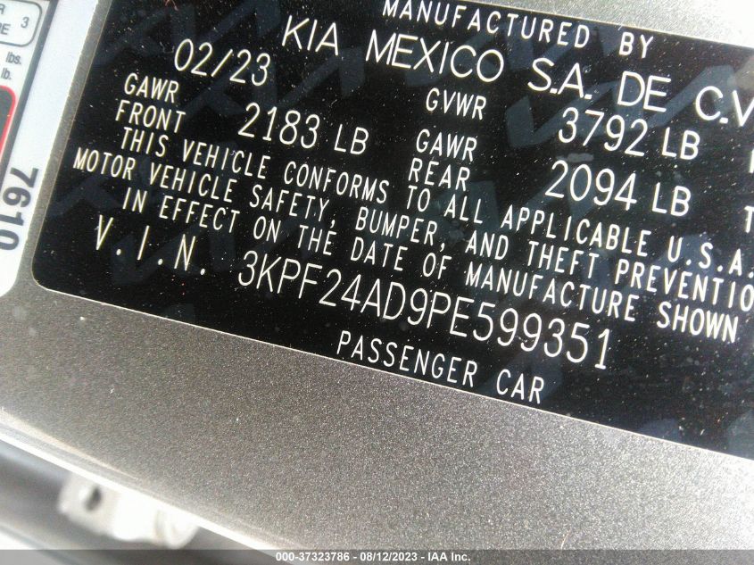 2023 KIA FORTE LXS - 3KPF24AD9PE599351