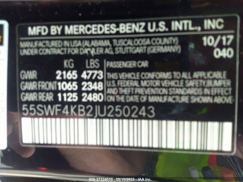 2018 MERCEDES-BENZ C-CLASS C 300 - 55SWF4KB2JU250243