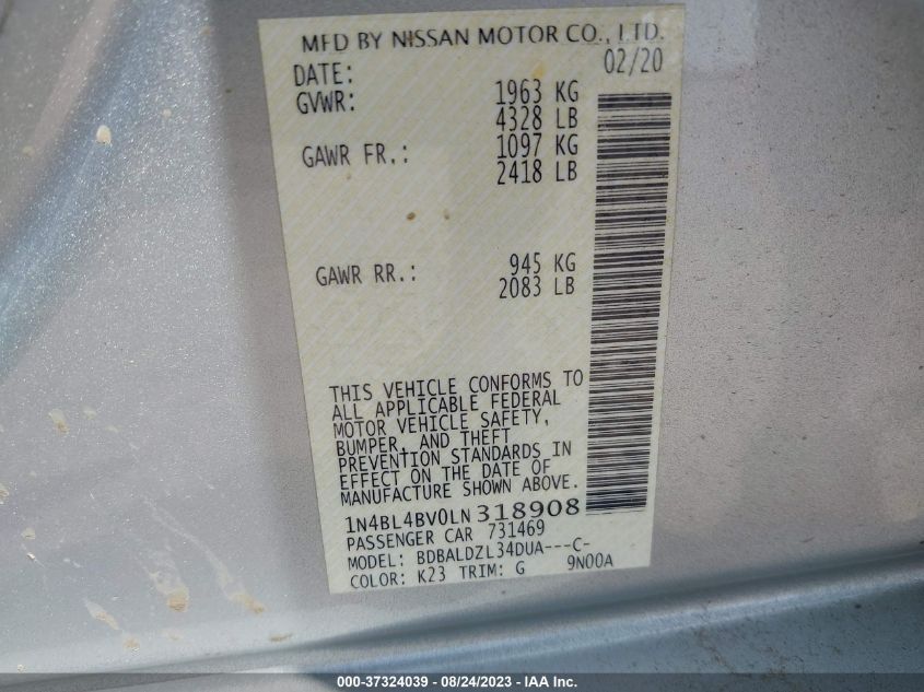 2020 NISSAN ALTIMA 2.5 S - 1N4BL4BV0LN318908