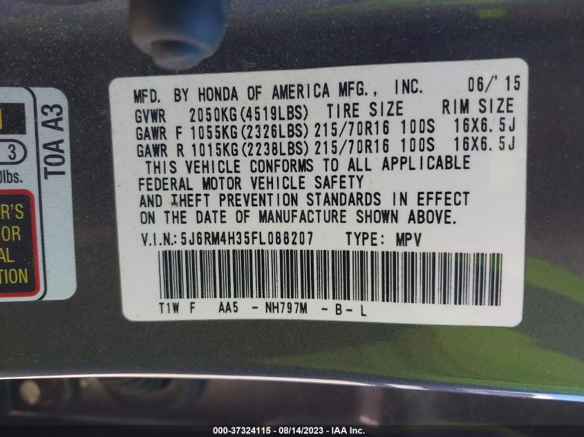 2015 HONDA CR-V LX - 5J6RM4H35FL088207