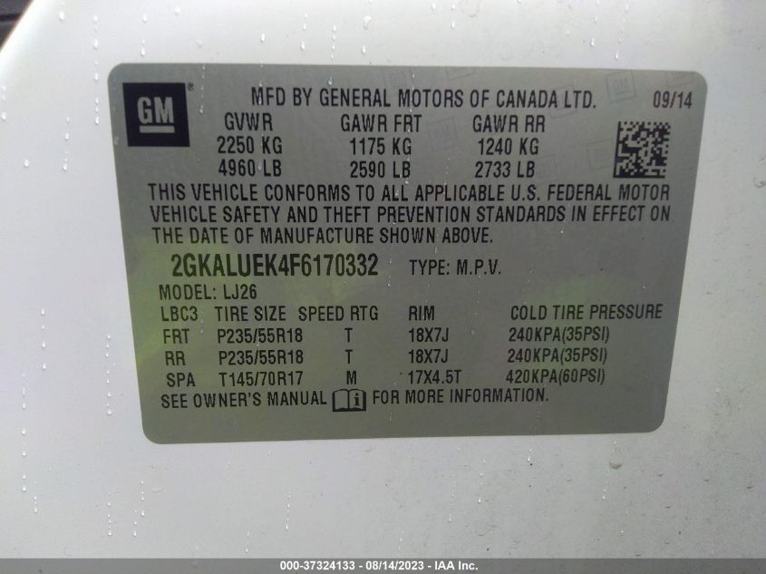 2015 GMC TERRAIN DENALI - 2GKALUEK4F6170332