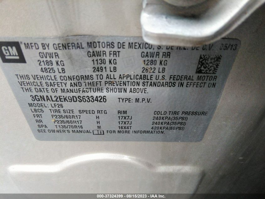 2013 CHEVROLET CAPTIVA SPORT 2LS - 3GNAL2EK9DS633426
