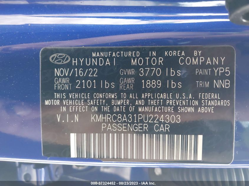 2023 HYUNDAI VENUE LIMITED - KMHRC8A31PU224303